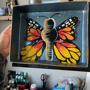 Handpainted Butterfly Box wall Art